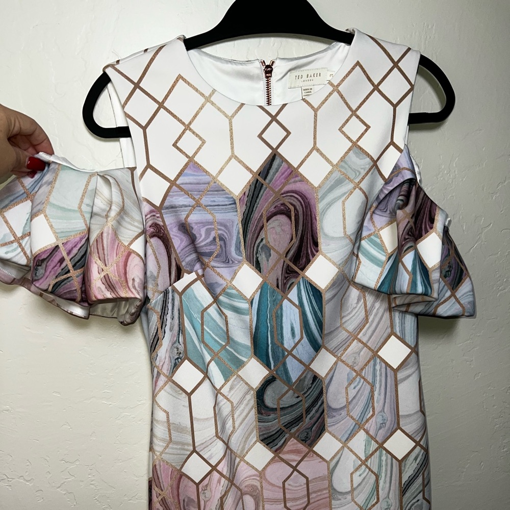 Ted Baker White Pastels Gold Kindra Sea Of Clouds Pencil Lined Shoulder